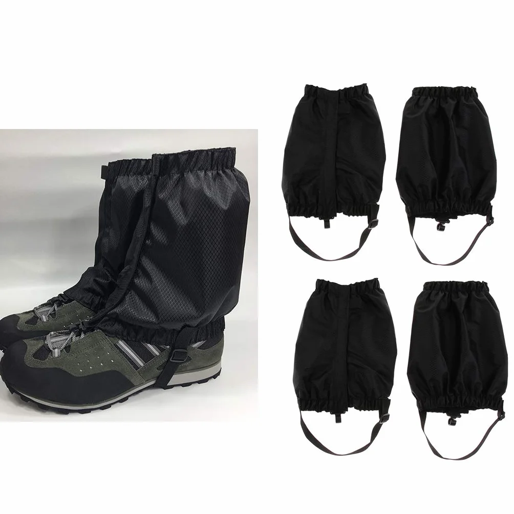 Polainas de tobillo impermeables ajustables para senderismo mochilero - Negro 2 pares