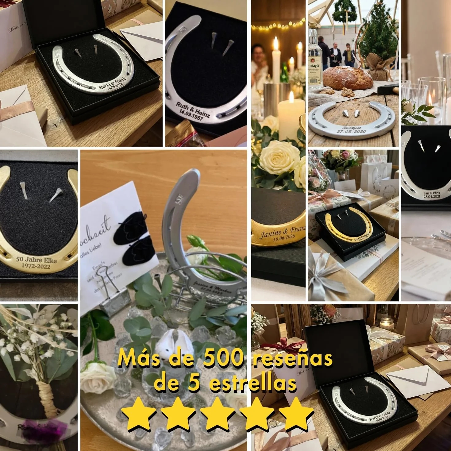 Dttra Herradura con grabado personalizado de hierro pesado, herradura original de caballo, lacada en plata, herradura de la suerte personalizada para boda o regalo de inauguración
