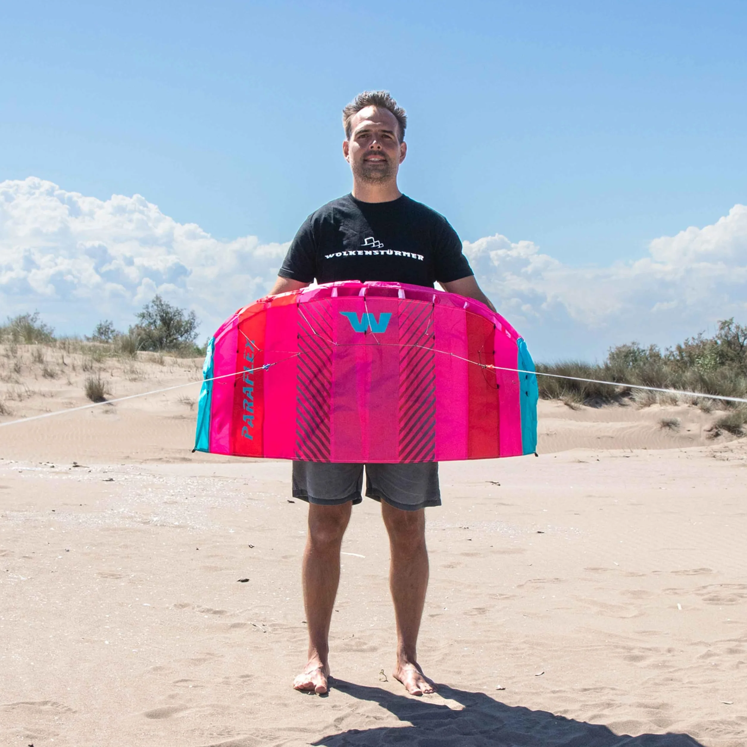Wolkenstürmer Paraflex Basic 1.2 Cometa Pilotable, Poliéster Ripstop 70D, Rosa, 120 cm, 14 años, 2 líneas 45 kg
