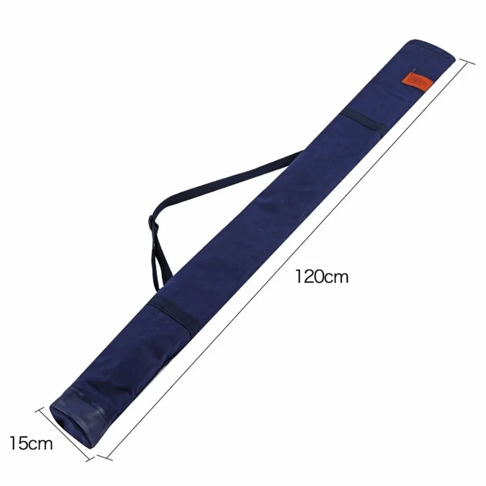 Bolsa de almacenamiento multiusos para equipo de pesca, lona gruesa, correas telescópicas, 1,2 m, azul