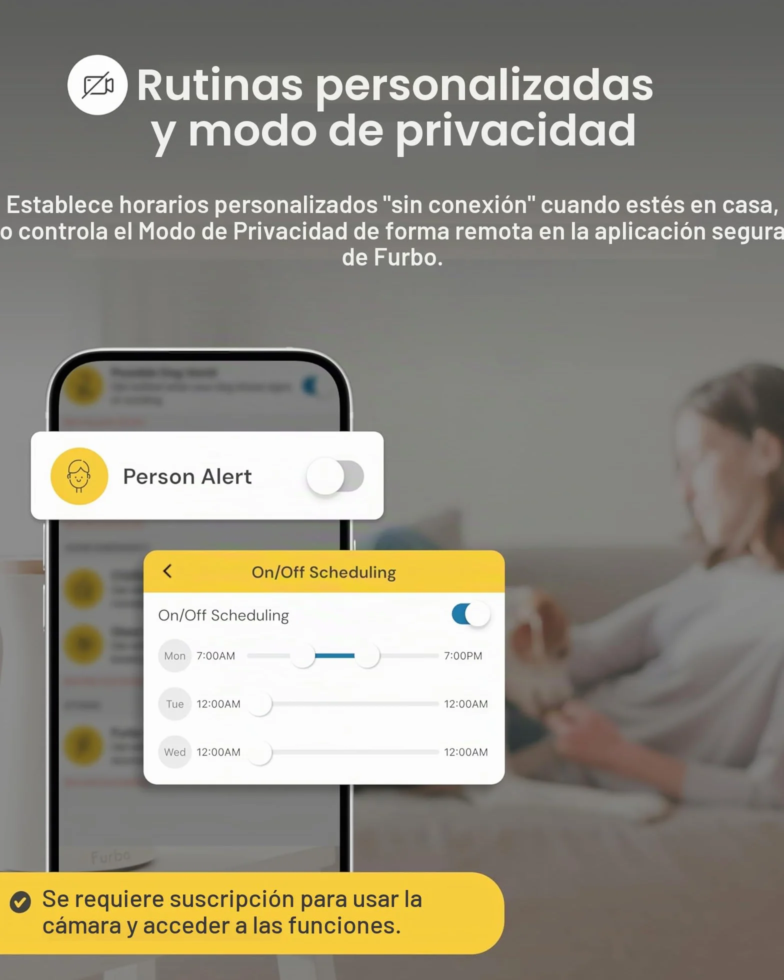 Furbo Mini cámara de 360º para mascotas, desbloquea la cámara inteligente y las funciones inteligentes con plan de pago: seguridad para el hogar y alertas de seguridad para perros y gatos, dispensador