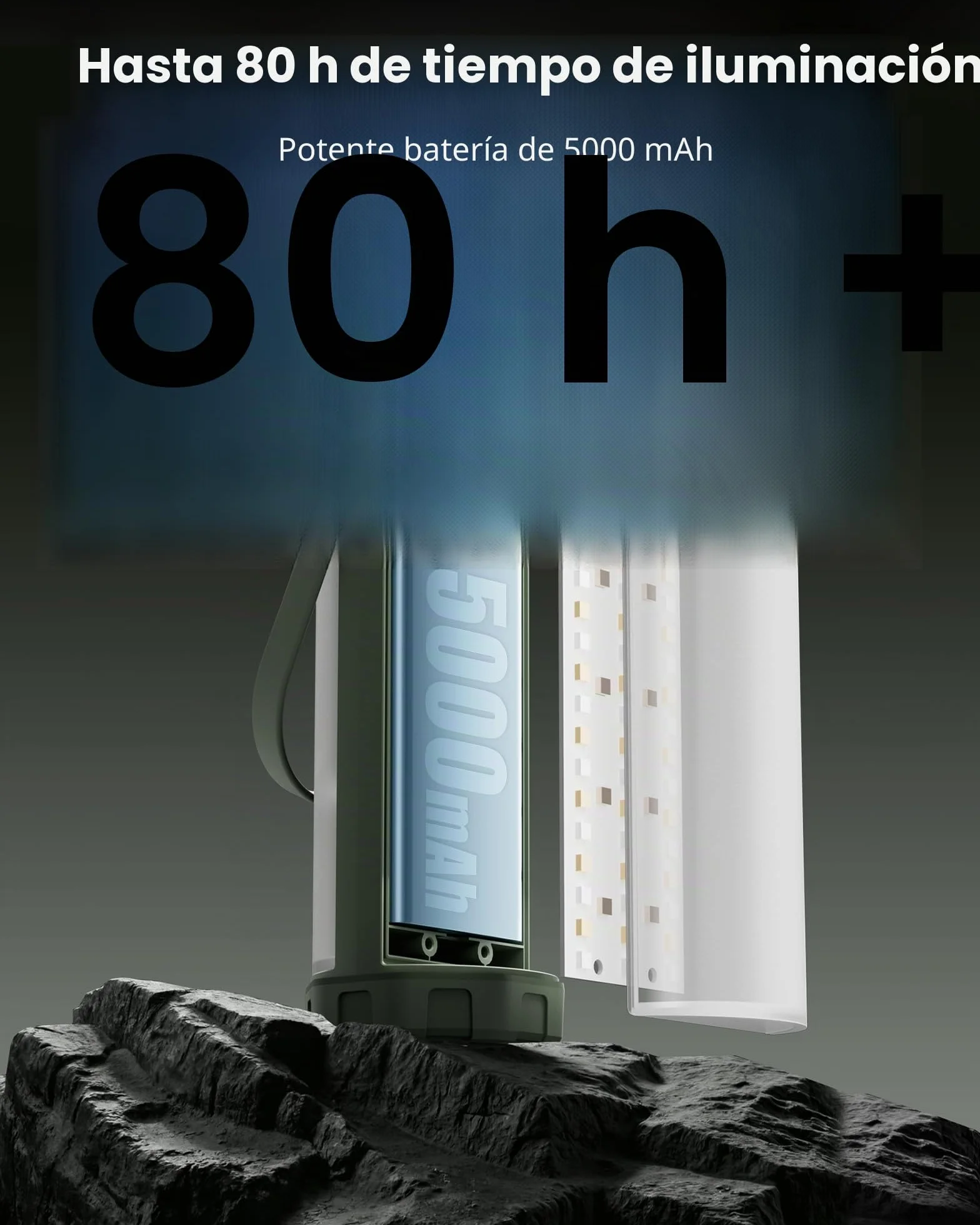 Glocusent Lámpara Camping LED 1200LM 5000mAh 120h IP68 Impermeable Recargable