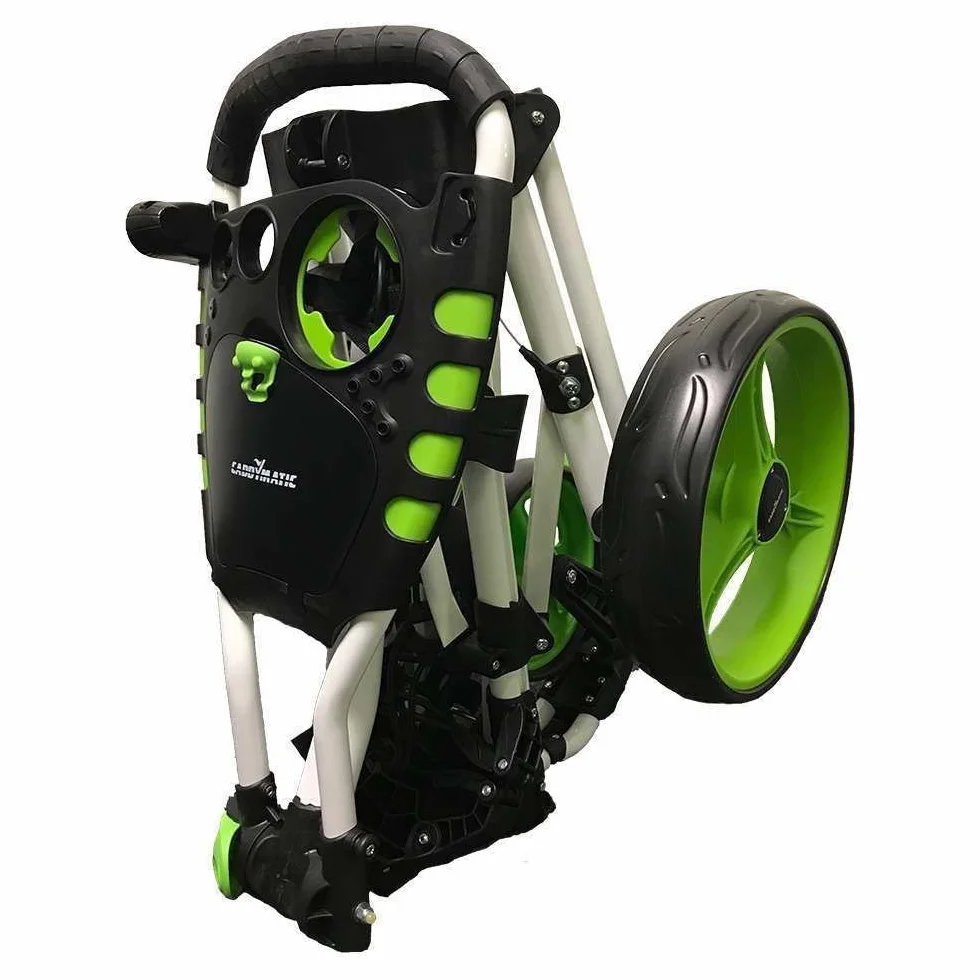 Carrito de golf plegable 3 ruedas SWIVELEASE 360° gira toría blanco verde