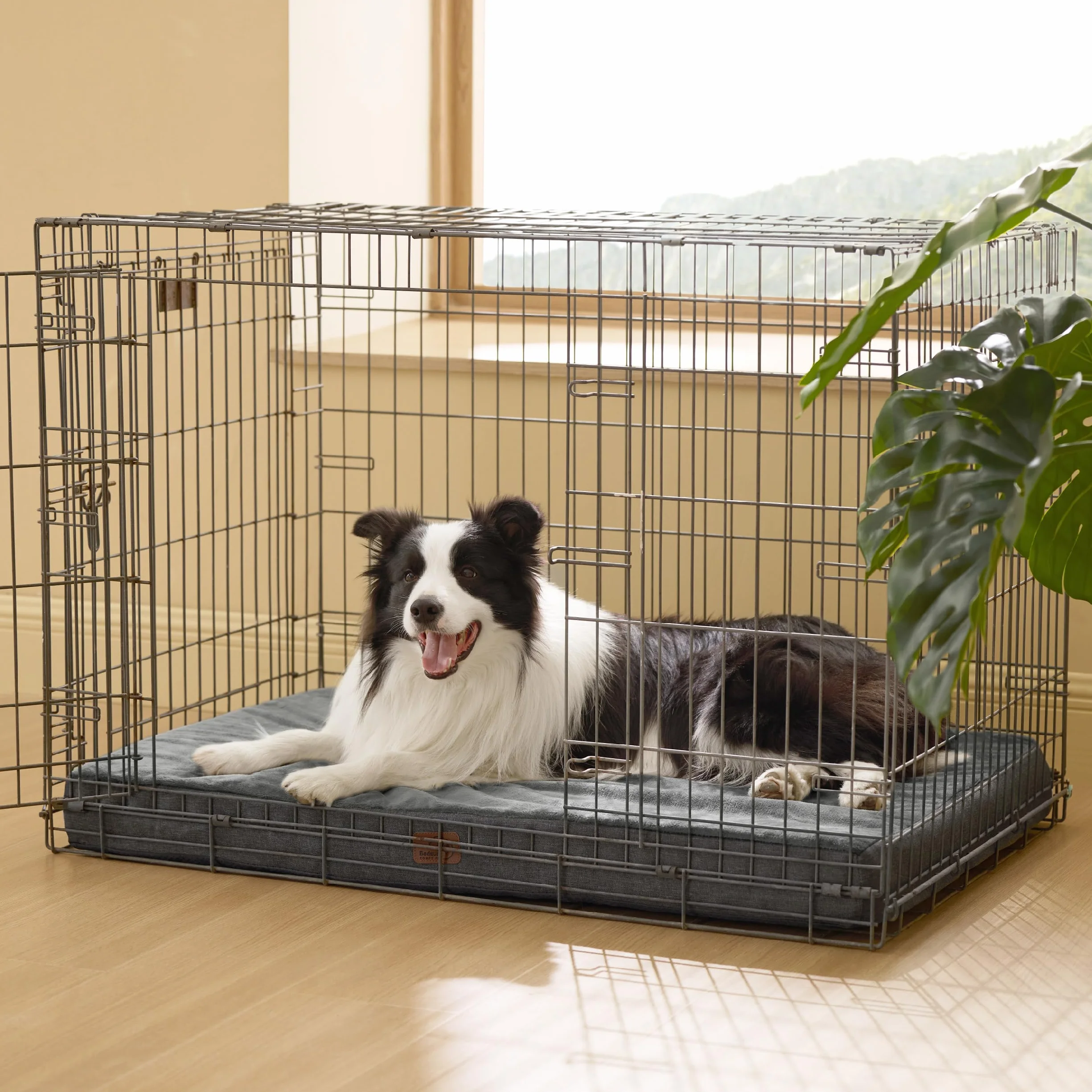 Bedsure Cama Perro Ortopédica Grande - Colchón Perro Lavable con Funda Desenfundable y Evestimiento Impermeable, Espuma Viscoelástica, Gris, 89x56cm