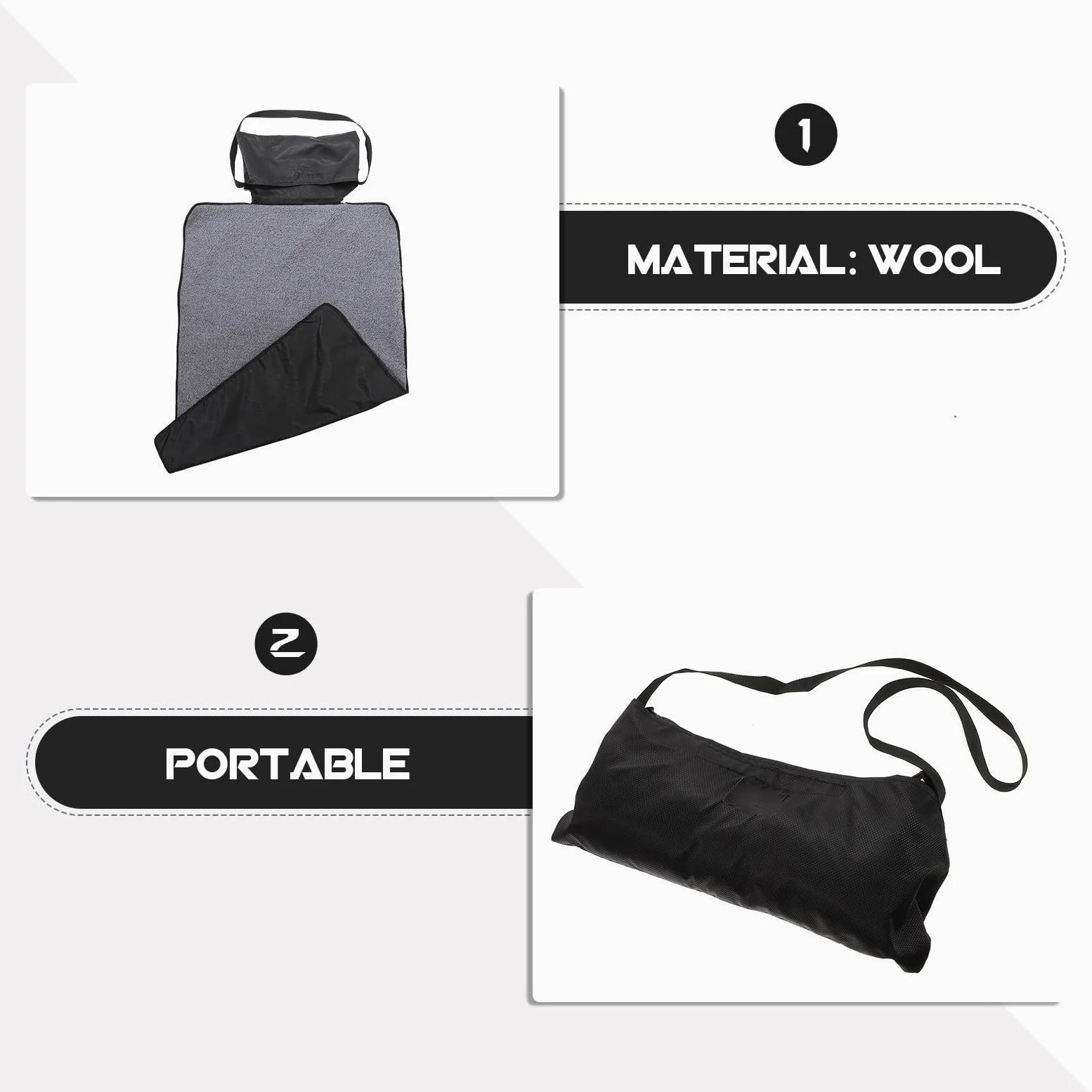 Manta Plegable y Portátil Multiuso y Lavable para Mascotas de Lana Negra Manta Cálida Adecuado para Exteriores para Perros y Gatos