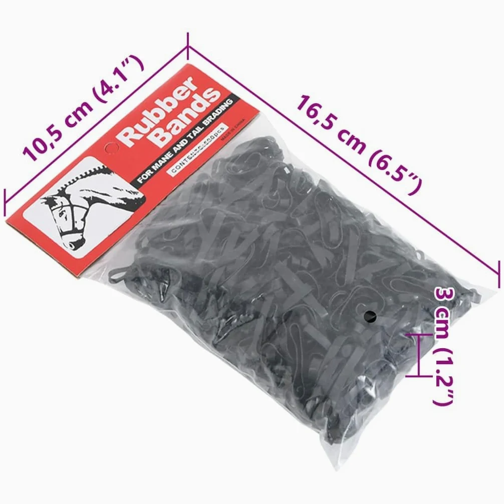 Cintas trenzadas para caballos de silicona negra, 500 unidades, gomas de pelo de caballo duraderas para crines y colas, accesorios ecuestres versátiles para establo, equitación y torneo