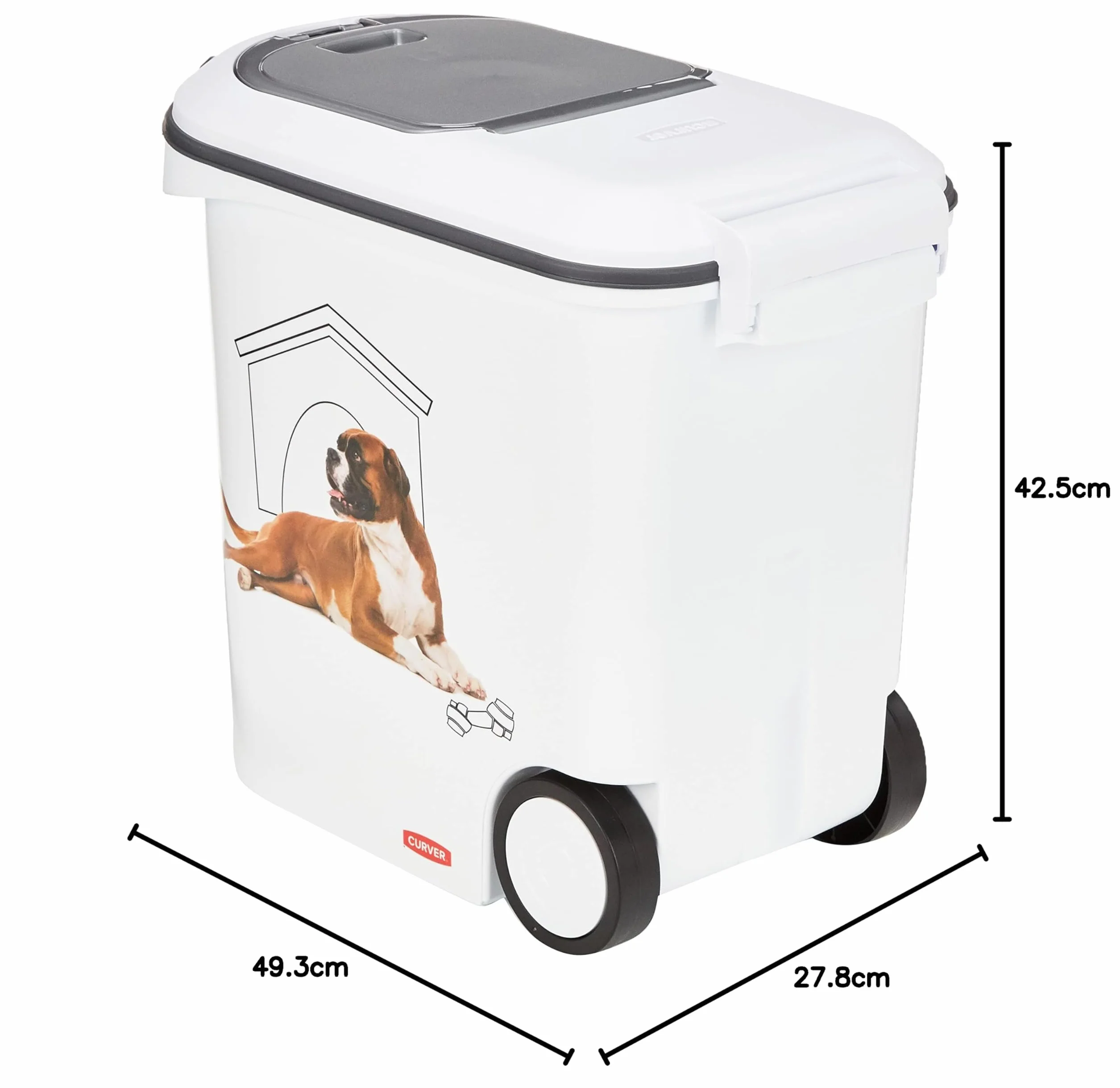 Curver 241095 - Contenedor para Pienso con Ruedas 12 Kg/ 35 L, 27 x 49 x 60 cm
