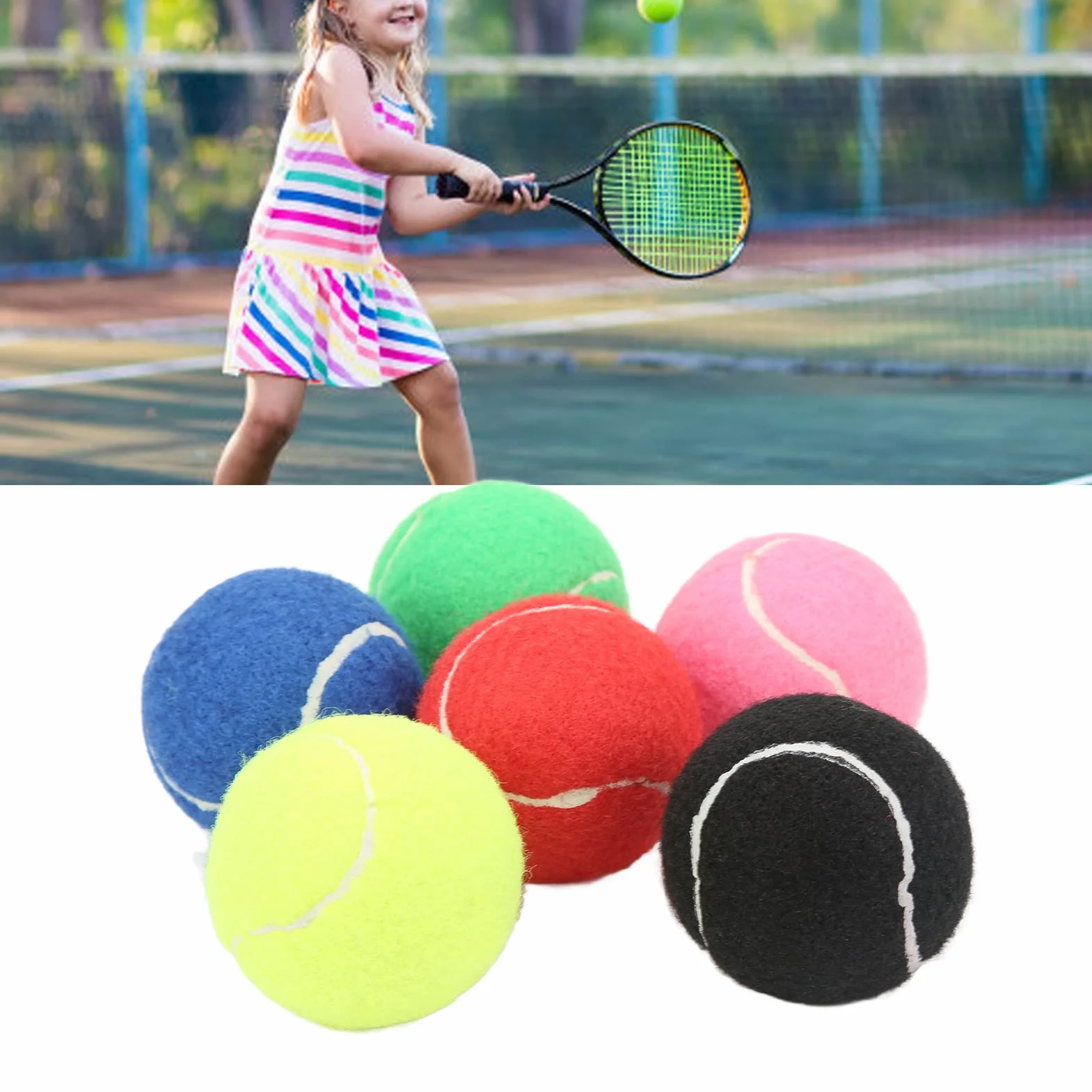 Pelotas de Tenis 6 Piezas, Multicolor, Baja Compresión, Entrenamiento para Principiantes Jóvenes Niños, para Perros