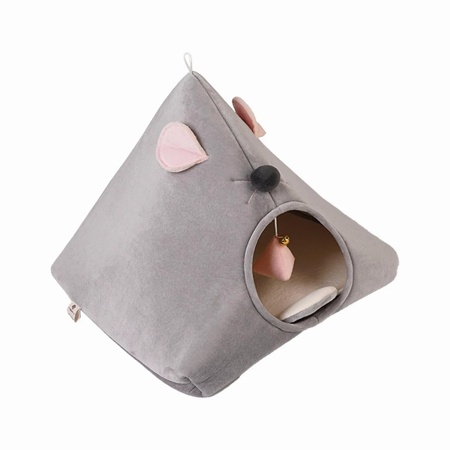 Nido Semicerrado para Gatos, Cama Cueva para Gatos, Adorno Suave Y Lavable para Dormir, Tienda de Campaña para Gatos, Casa para Mascotas, Cama, Gris