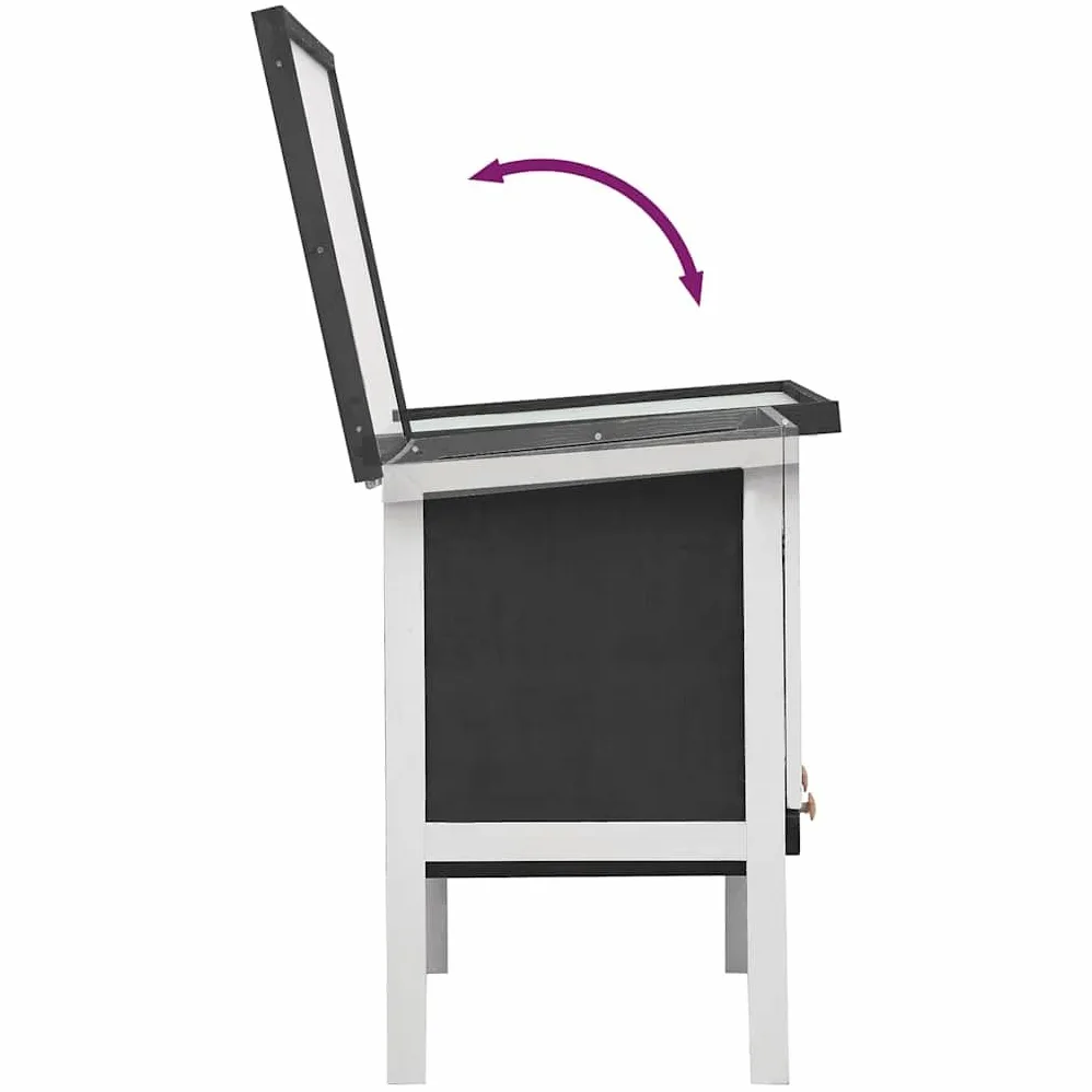 Conejera de madera de 1 nivel, conejera para animales pequeños, con bañera extensible y techo plegable, jaula para conejos, color gris y blanco, 90 x 45 x 65 cm