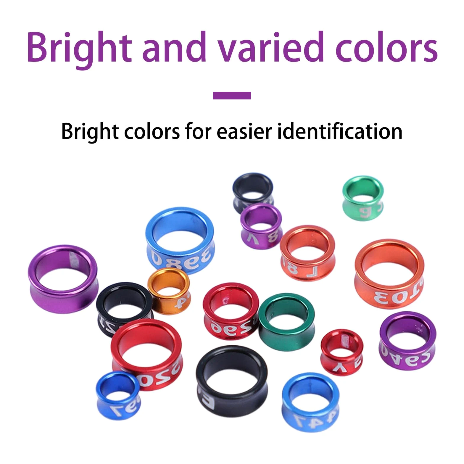 Anillos de identificación de aves para patas, bandas numeradas de aleación de aluminio para pinzas, 50 unidades