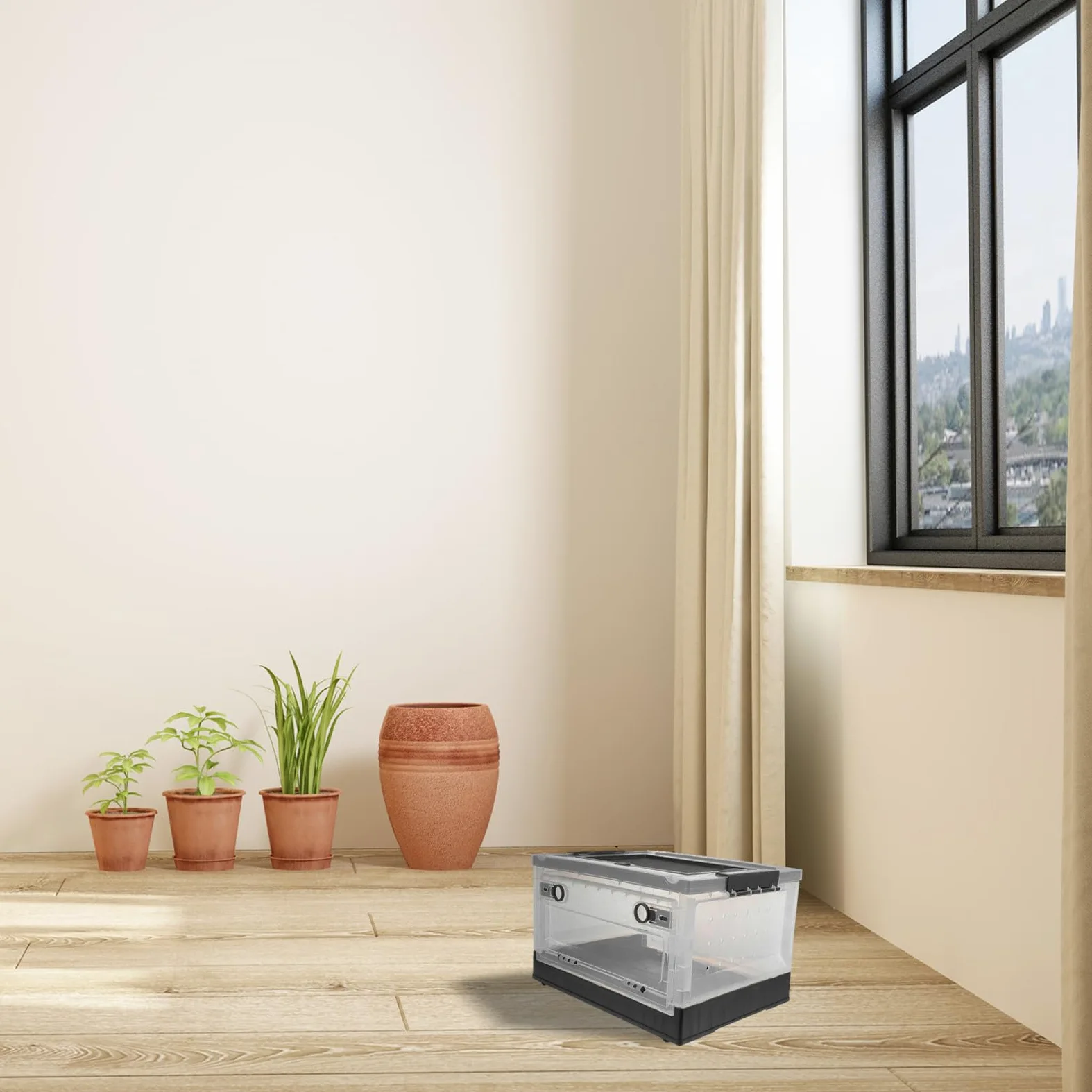 Caja de Cría para Hámster y Erizos de Plástico Negro, Diseño Plegable Múltiples Orificios de Ventilación, Fácil de Almacenar y Abrir por Delante y Arriba