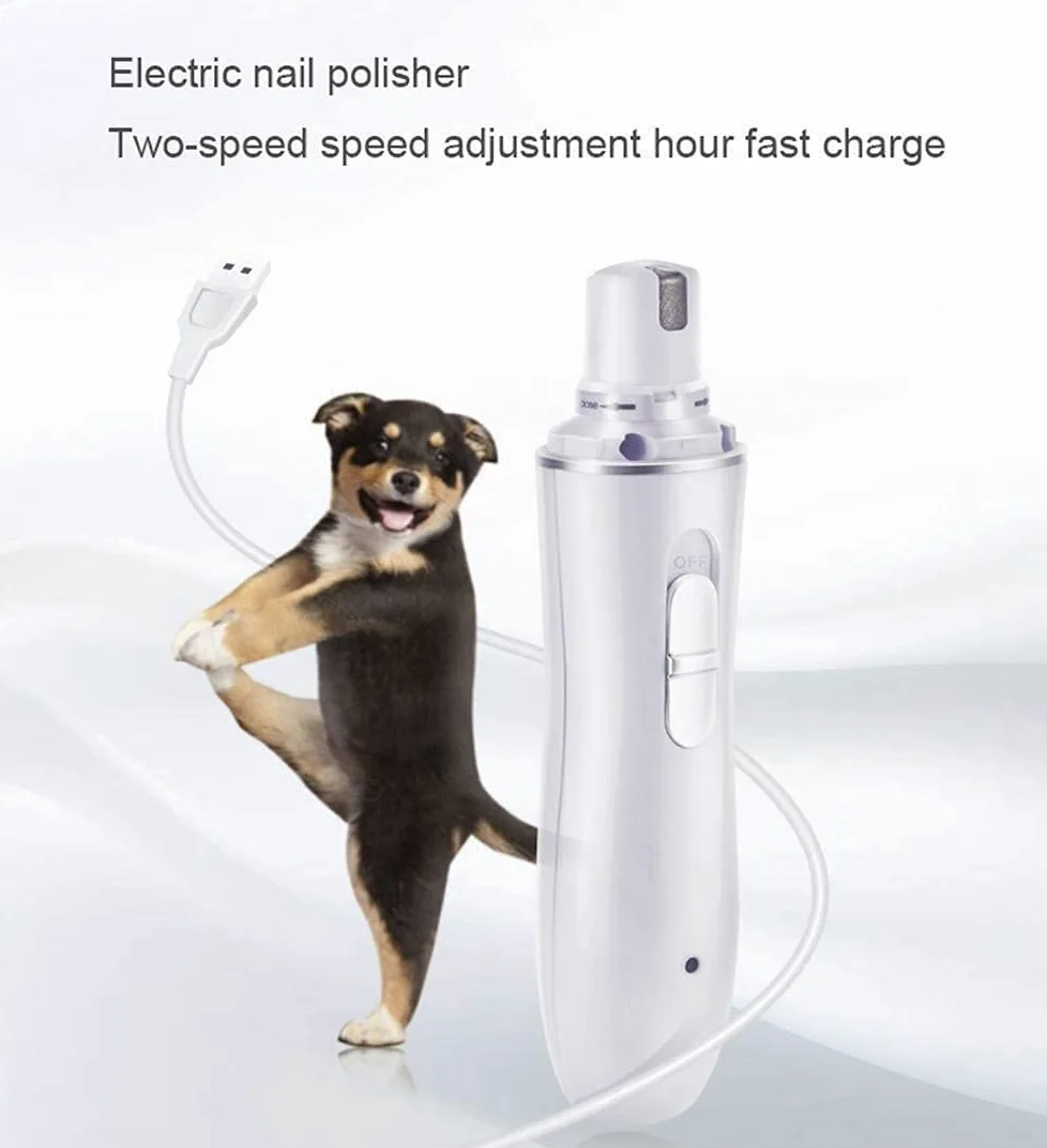 Molinillo de uñas para perros - Trimmer de clavo de mascota recargable de 2 velocidades profesional con clippers, ruido bastante bajo, patas de aseo y alisado para pequeños perros grandes y gato