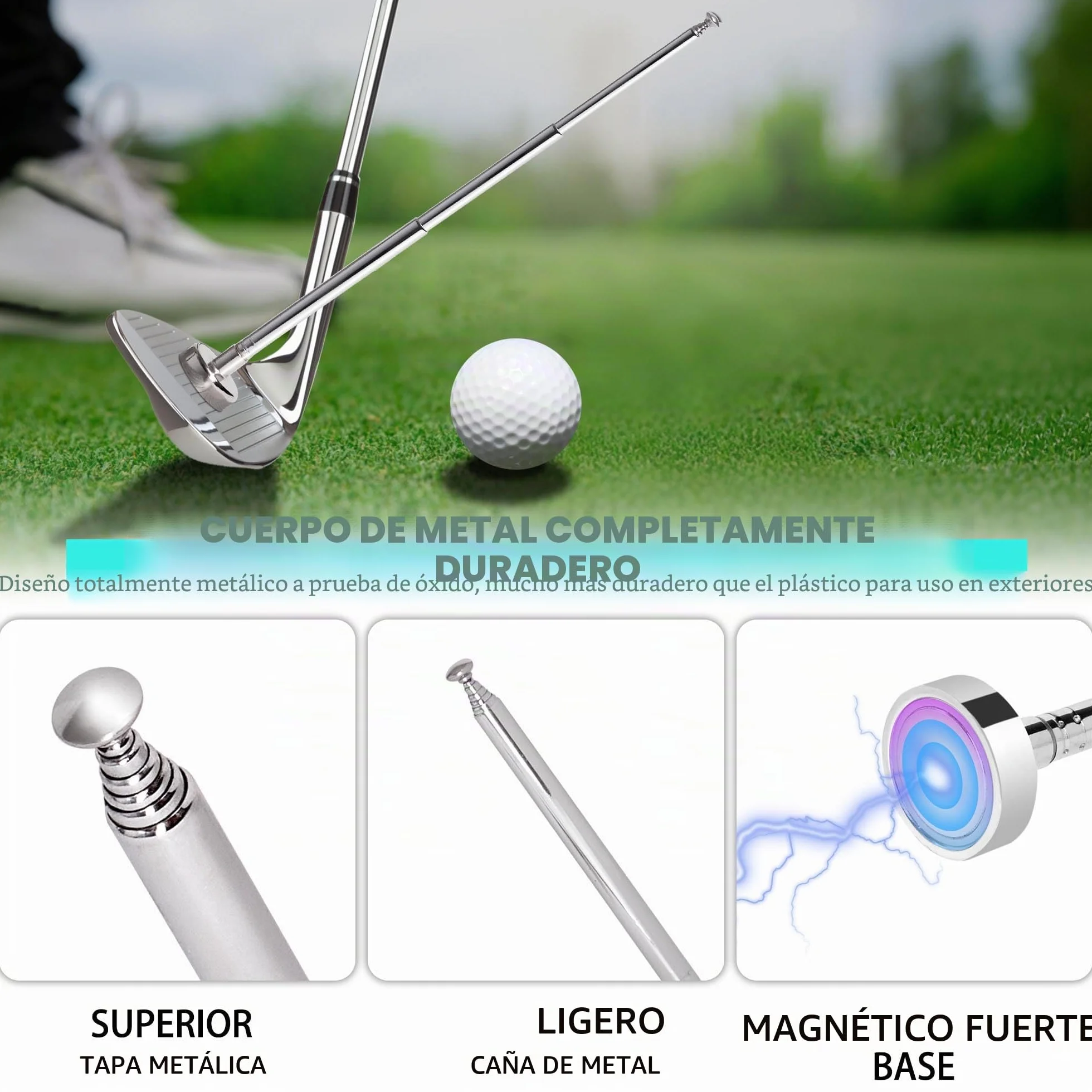 JUNNEE Varillas de alineación de golf 7 ajustes de longitud Corrector de ángulo de inclinación de palo Ayudas de entrenamiento de swing
