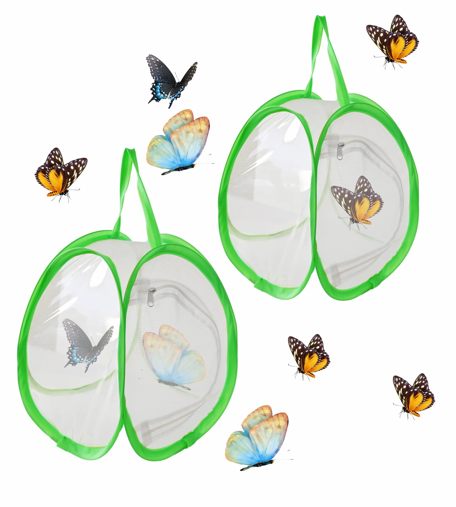 Jaula de hábitat de mariposa, jaula plegable de malla para insectos, casa de mariposas portátil con cremallera, regalos de jardín (2 unidades)