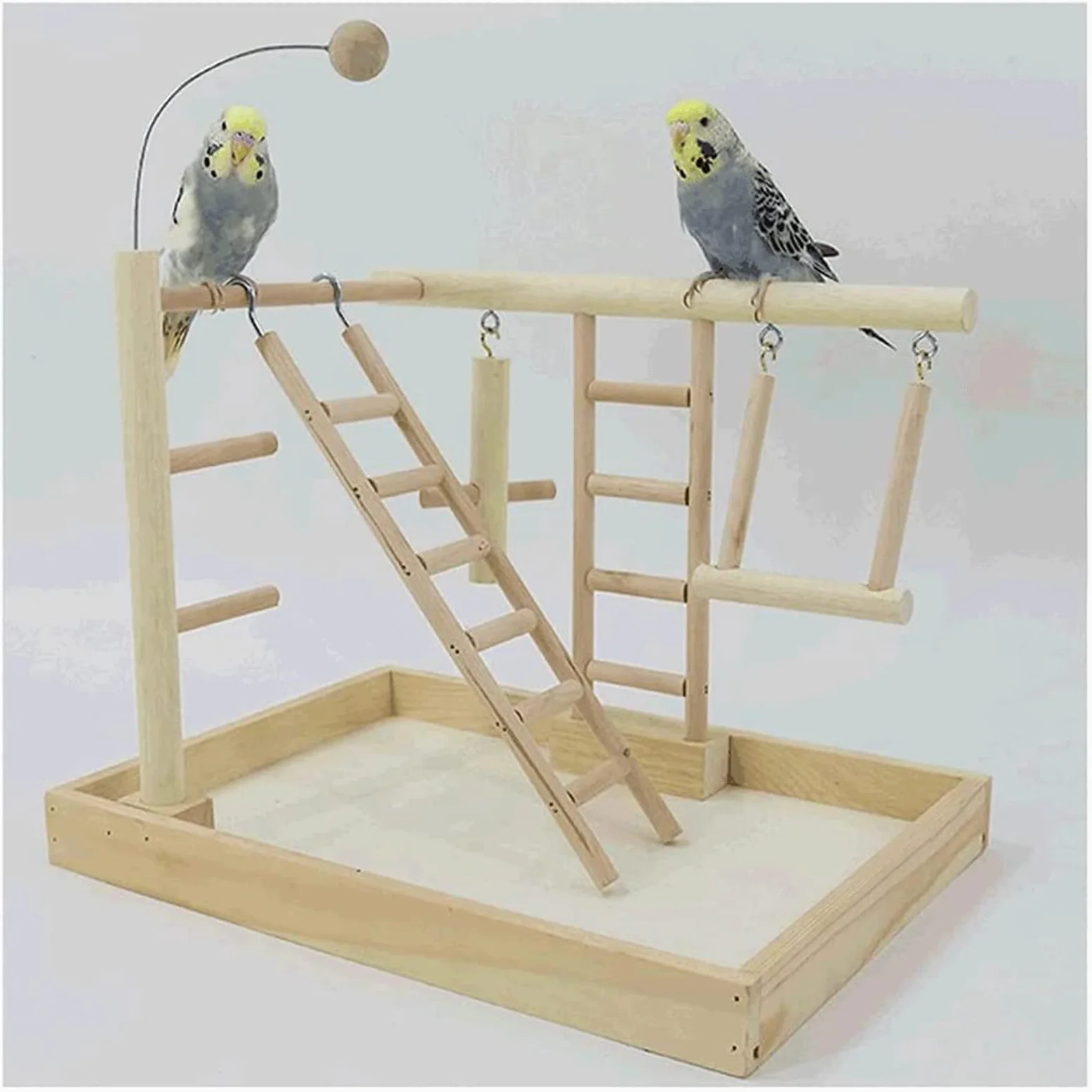 Jaula de cría Interesante Soporte de Escalera para Columpio de Loro, Juguetes de Madera para pájaros, Parque Infantil para pájaros, Gimnasio con Columpio de Escalera, Jaula para pájaros Pajarera