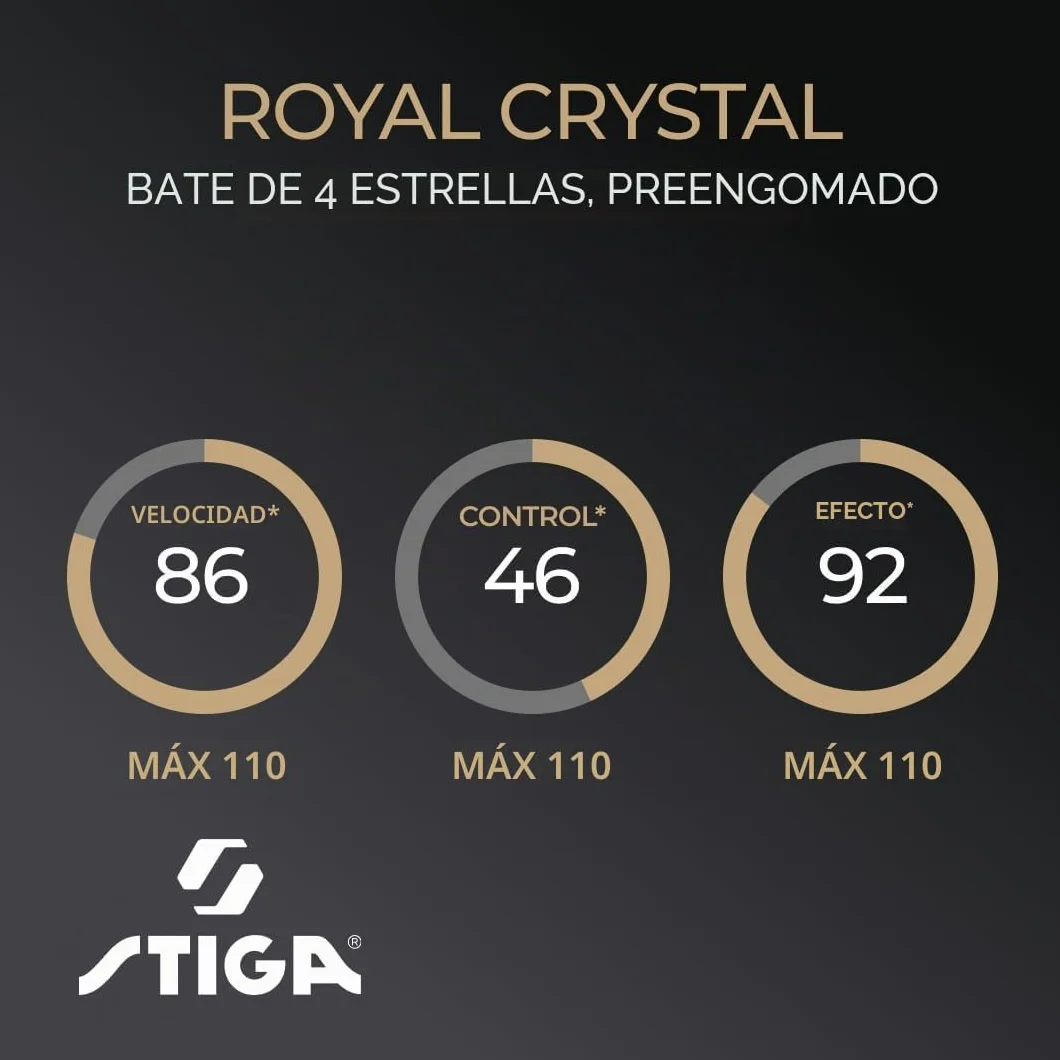 STIGA Royal 4-Star Raqueta de Tenis de Mesa ITTF Goma Crystal 5 Capas Mango Cóncavo