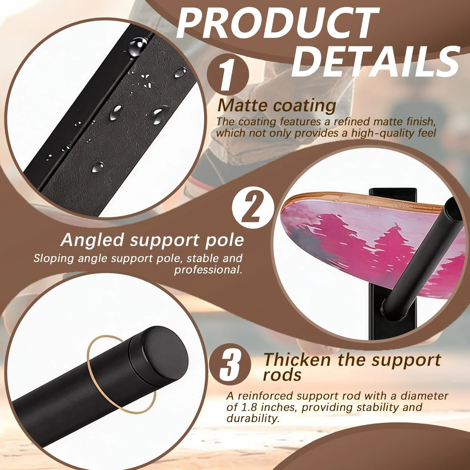 Soporte De Pared Para Monopatines, 6 Niveles, Acero Negro, Universal Para Longboards, Snowboards Y Wakeboards