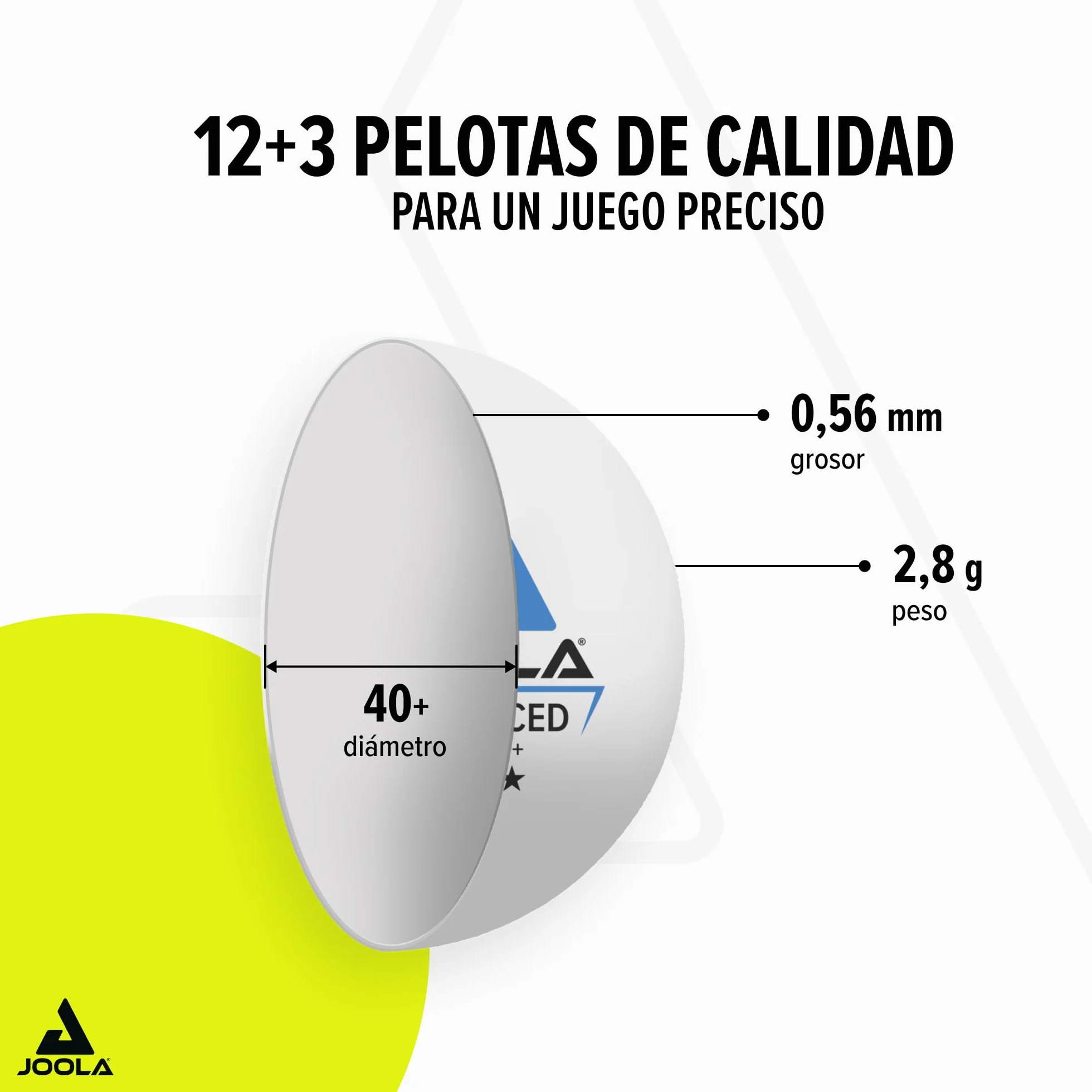 JOOLA Pelotas de Tenis de Mesa 3 Estrellas 40 mm Entrenamiento Avanzado