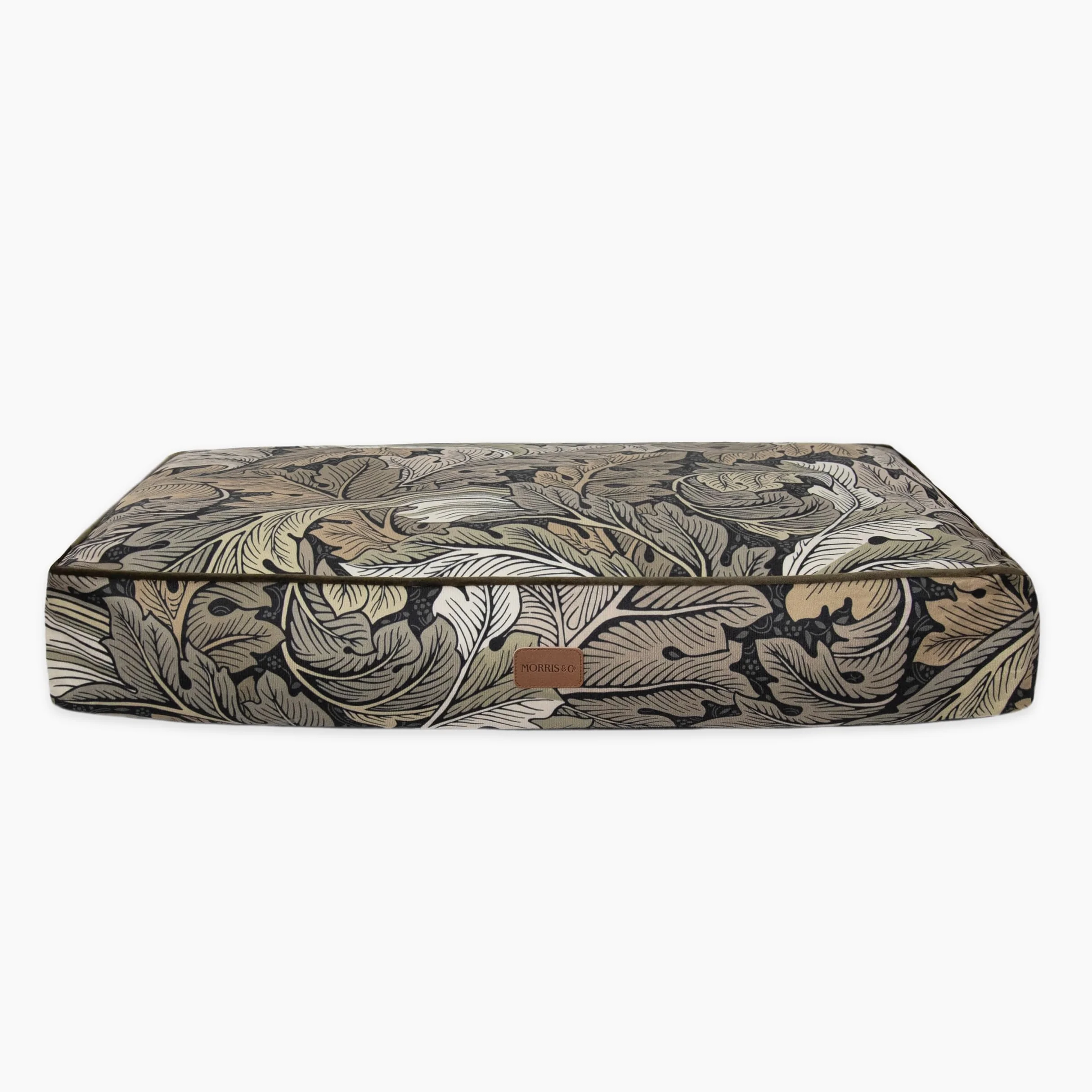 Rosewood x Morris & Co. Colchón Acanthus para Perros, Cama Grande para Perros, Caqui, Acolchado Grueso, Base Antideslizante, Lavable, Lujoso Estampado de William Morris