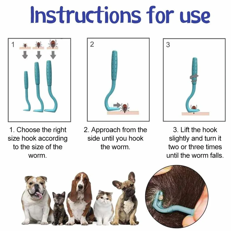 Juego de 4 herramientas para quitar garrapatas, kit profesional para quitar garrapatas con 1 pinza para quitar garrapatas y 3 ganchos, removedor de garrapatas sin dolor para perros, gatos,