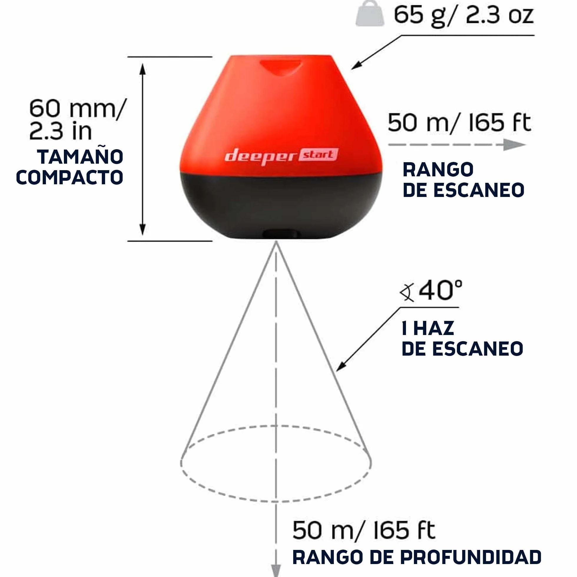 Deeper Start Sonda de Pesca Portátil con WiFi Detector Radar de Peces