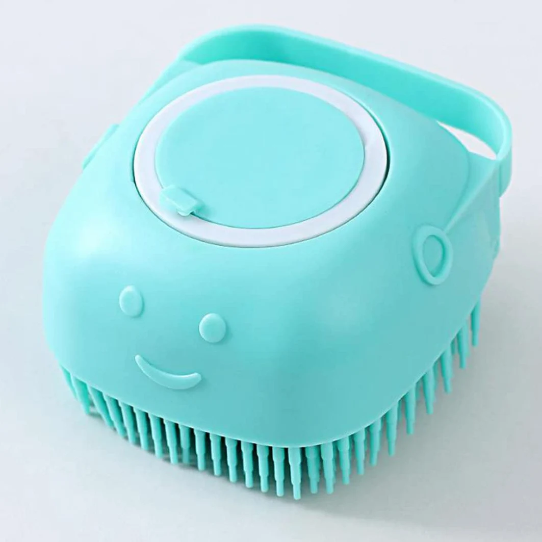 Cepillo de champú para Mascotas Cepillo de baño para Mascotas Cepillo dispensador de Masaje de champú de Silicona para Gato Perro Azul liujiapeng55 (Blauw)