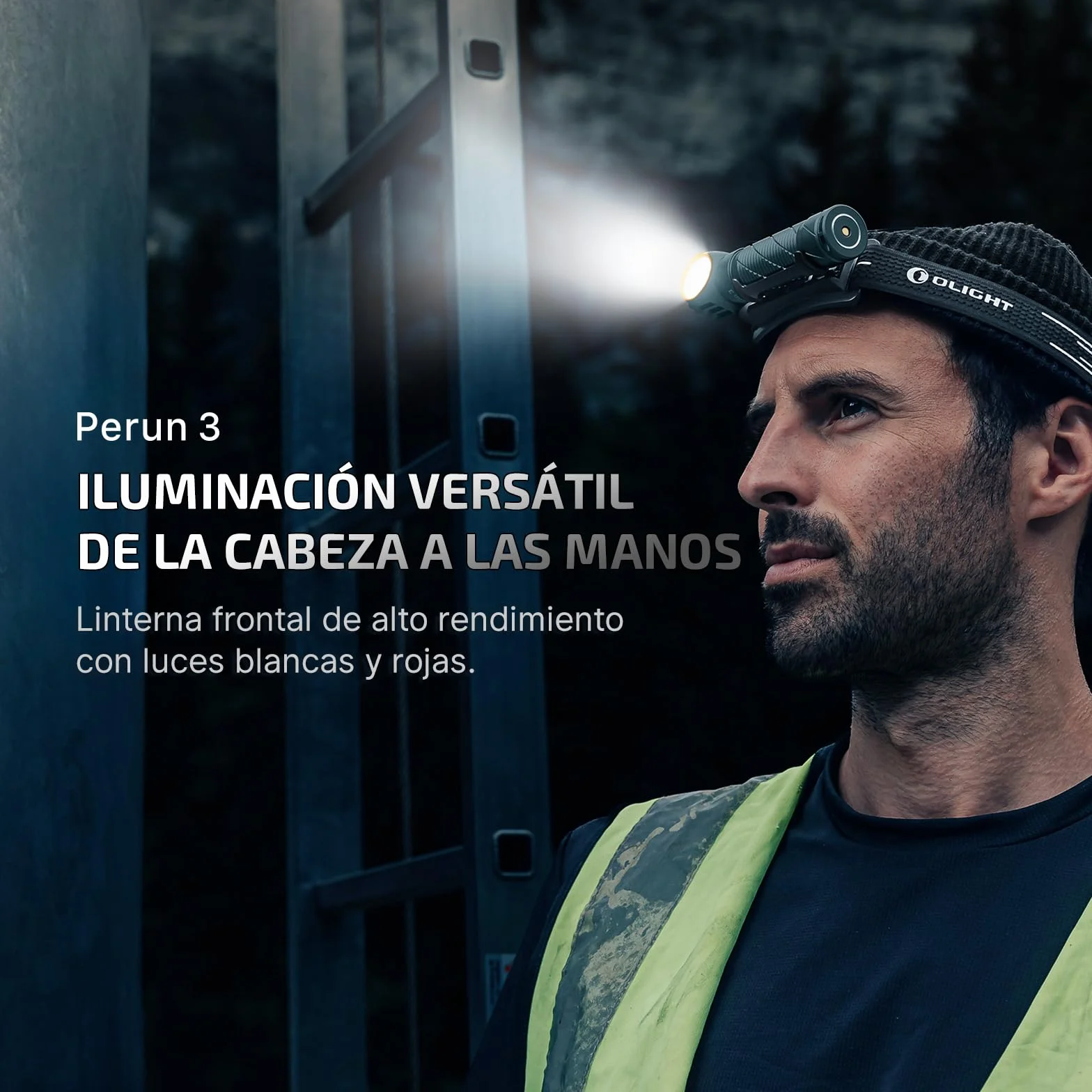 OLIGHT Perun 3 Linterna Frontal LED Recargable Ángulo Recto 3000 Lúmenes 160 Metros 20 Días Pesca