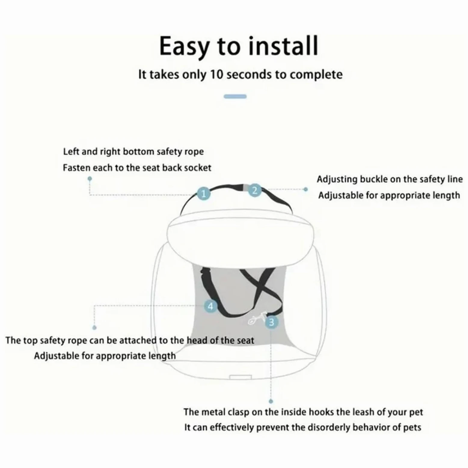 Asiento de coche de seguridad para perros, cama de viaje para perros para | Cama lavable para asiento de coche para perros de felpa,