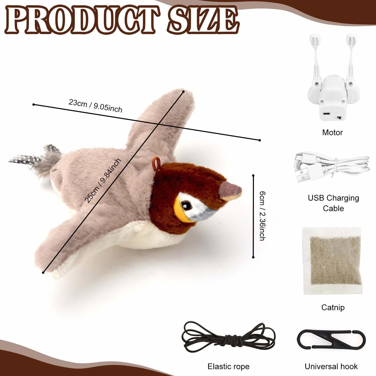 Juguete Gato Pajaro Volador, Juguete de Gatos de Pájaro Volador Recargable Juguetes para Gatos de Pájaros Chirping Juego Interactivo Gato para Gatos Interior Perseguir Morder Masticar