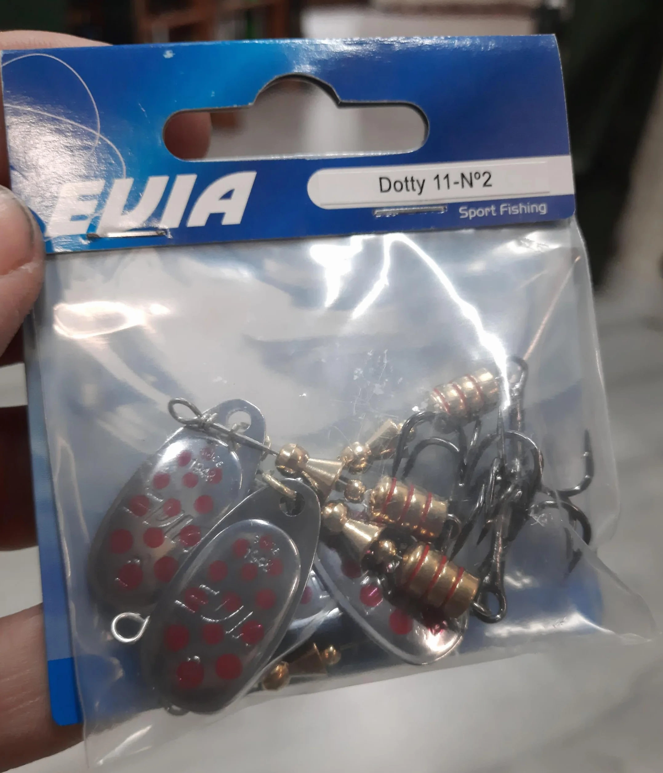 Cucharilla de Pesca EVIA Dotty 11-2 4,5GR 5 Piezas Puntos Rojos
