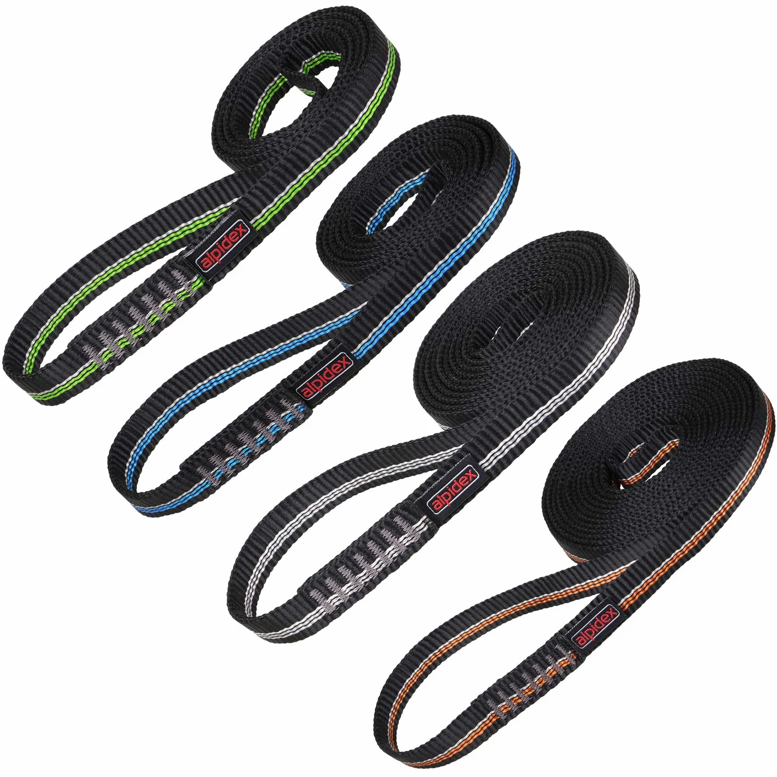 ALPIDEX Eslingas de cinta escalada poliamida 60 80 100 120 cm conjunto 4 piezas
