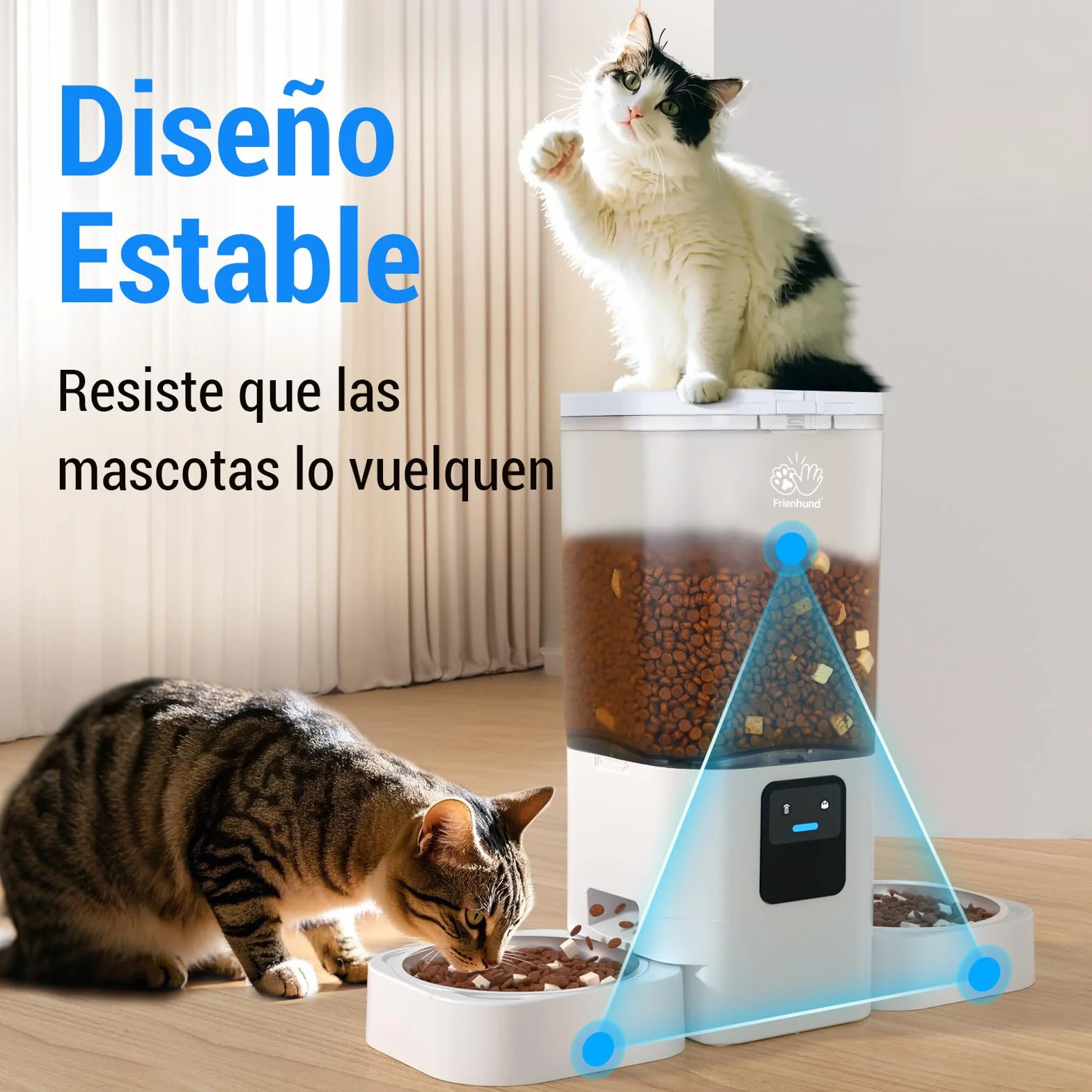 Comedero Gato Automatico Doble WiFi: 5G Dispensador Comida Gatos con Alimentación Lenta y Control por App, Comedero Perro Automatico de 7L para Varias Mascotas, Fácil de Limpiar(ACF190W-C)