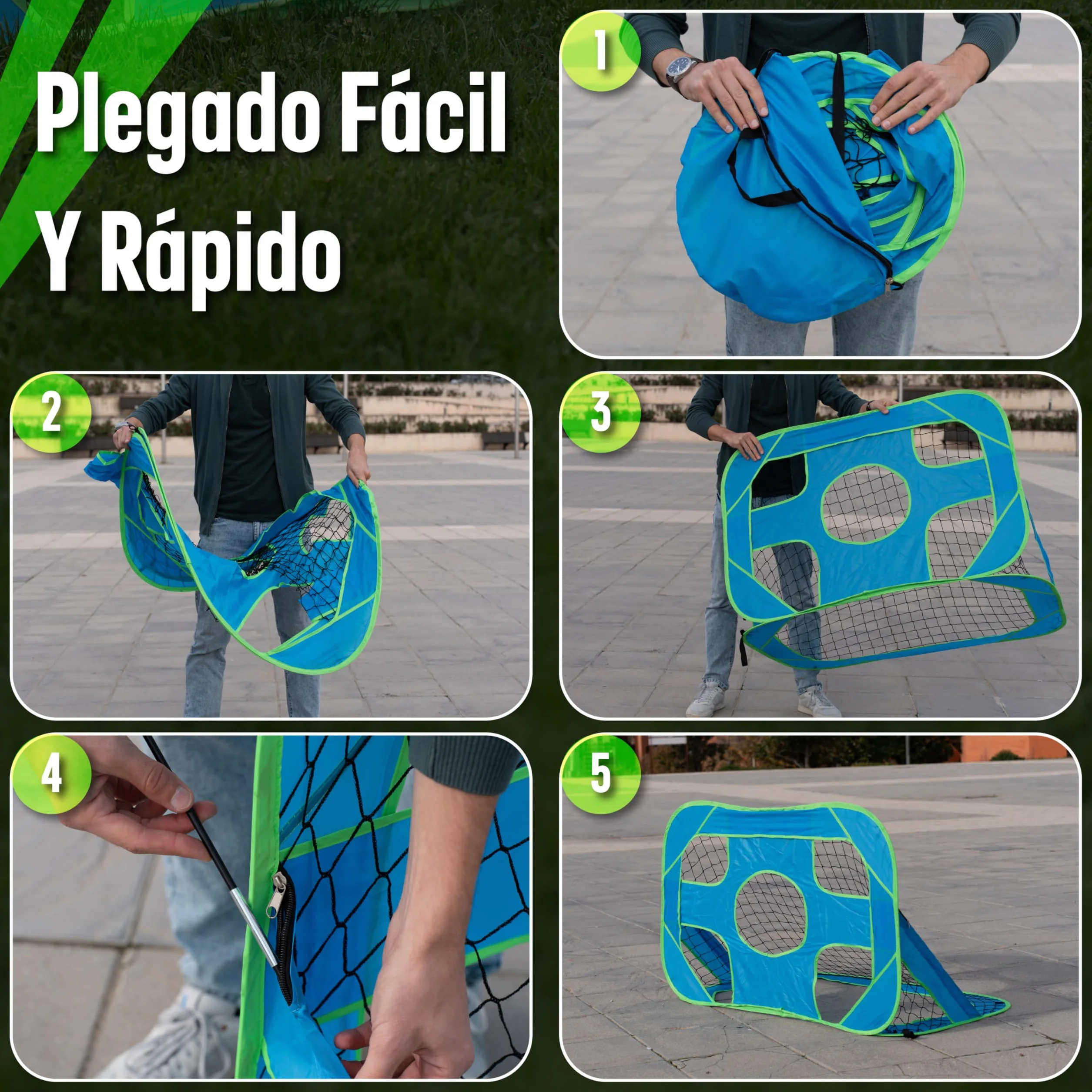 Porteria de Futbol Plegable para Niños 120x80x80 – Mini Porterias Compactas y Resistentes para Jardin y Entrenamiento